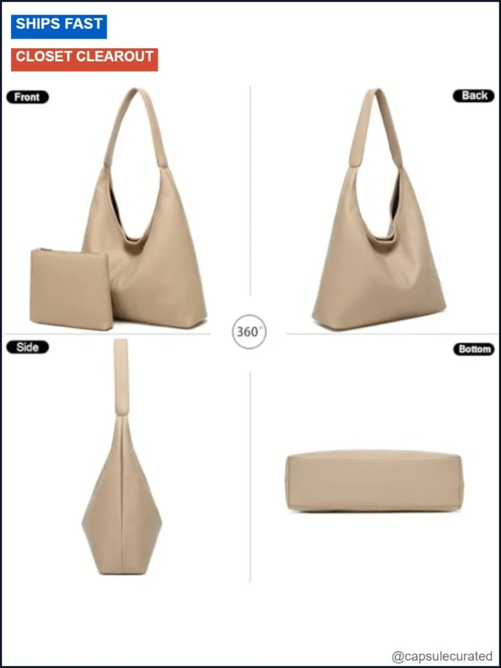 Women's Slouchy PU Leather Hobo Bag Large Shoulder Tote